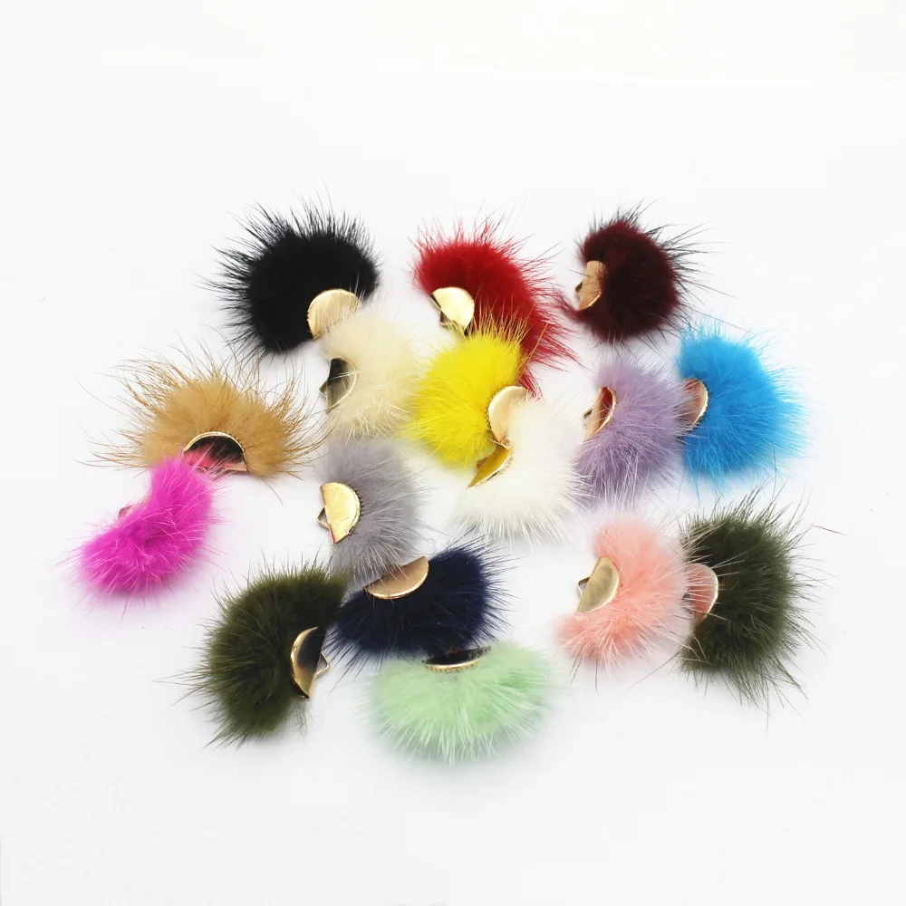 

30 PCS 24*30mm Trendy Fashion Style DIY Handmade Mink Hair Bulb Rabbit Hair Tassel Earrings Pendants For Jewelry Making