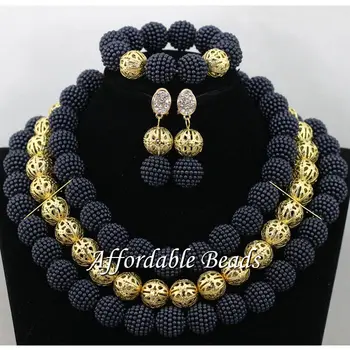 

Nigerian Fashion Beads Popular African Necklace Sets Unique Style Wholesale HBS028