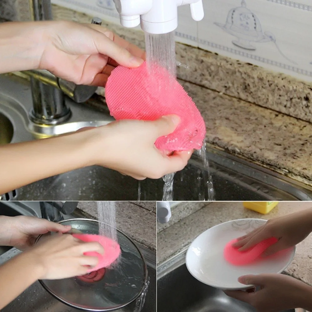 1 pc Silicone Scouring Pad Multi function Soft Silicone Dish Washing