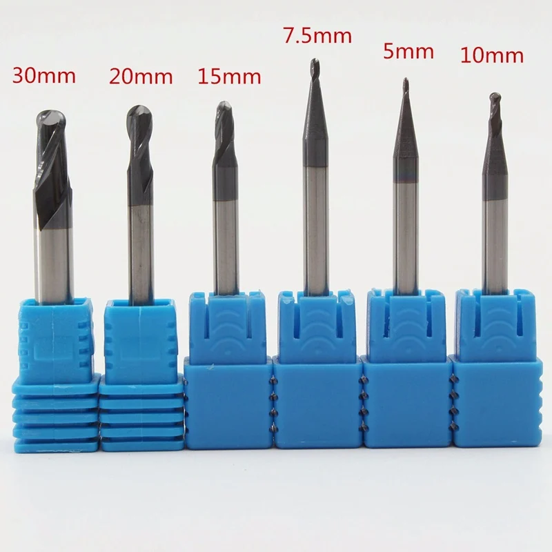 10 PZ 3.175/4mm Carburo 2 Flauti Sfera Naso Fresa Fresa Cnc Fresa For Legno Fresa Testa Rotonda Strumenti Di Intaglio Del Metallo(Size:3.175x1x4 - Foto 8