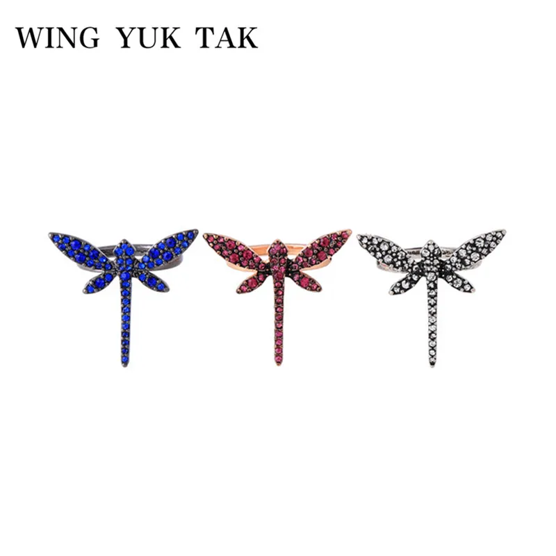 Женские винтажные кольца wing yuk tak кольцо в форме стрекозы с кристаллами 3 цвета