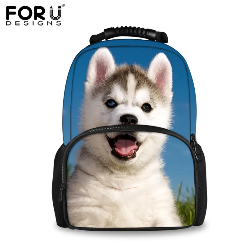 FORUDESIGNS Funny Animal Husky 3D Printing Backpacks for Teenager Girls Travel Laptop Women Felt