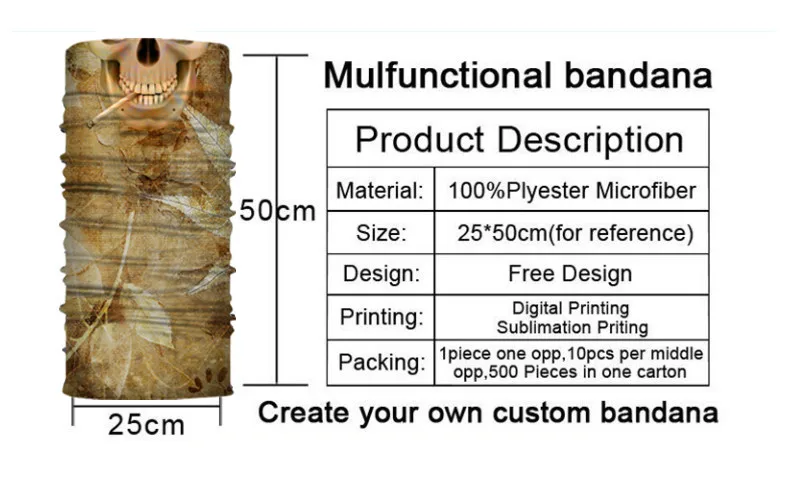 Лист камуфляж череп скелет бесшовные волшебный шарф бандана армейский тубообразный шеи Военный Маска Велосипед Голову Повязка-баф