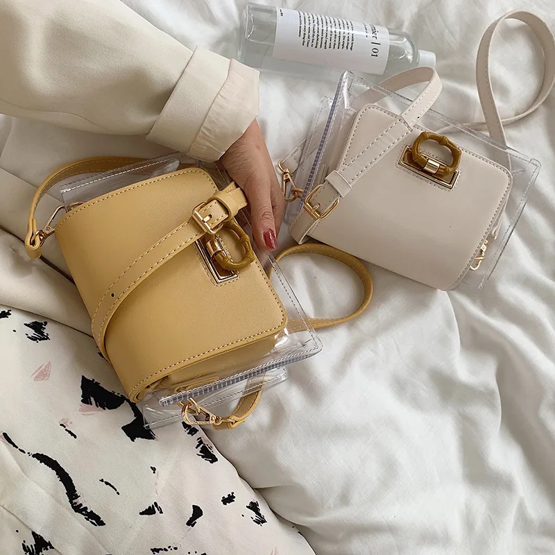 

2019 Summer New Transparent Women Small Messenger Bag Flap Brand Designer Clear Crossbody Shoulder Bag Lady Jelly PVC Handbag