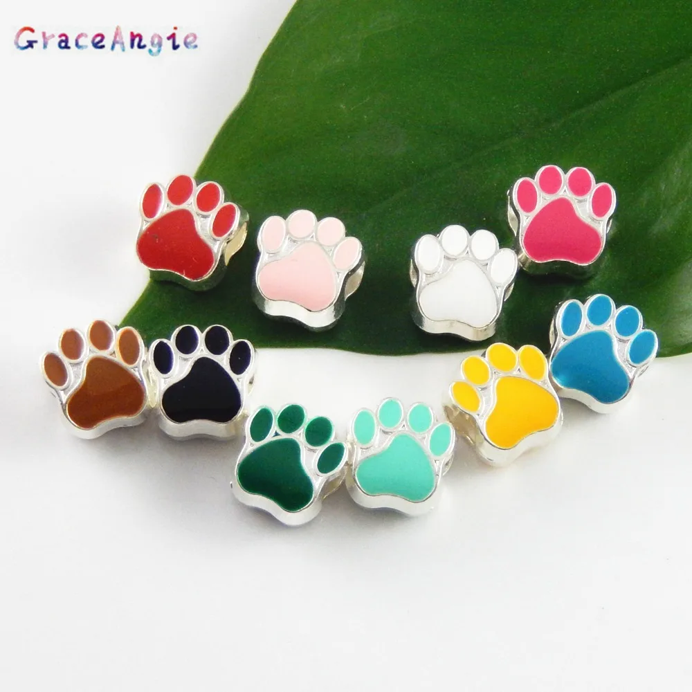 40PCS Paw Prints Beads For Bracelet women man DIY Jewelry making Beads Wholesale Earrings Necklace Accessories Crafts Colorful