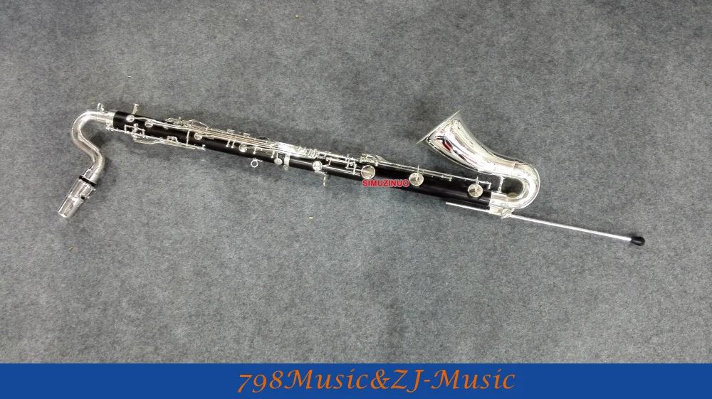 (Low E ) Bass Clarinet Bb Key Hard Grenadilla Black Wood Wooden Ebony Body Silver Plated (Low E ) Bass Clarinet Bb Key Hard Grenadilla Black Wood Wooden Ebony Body Silver Plated