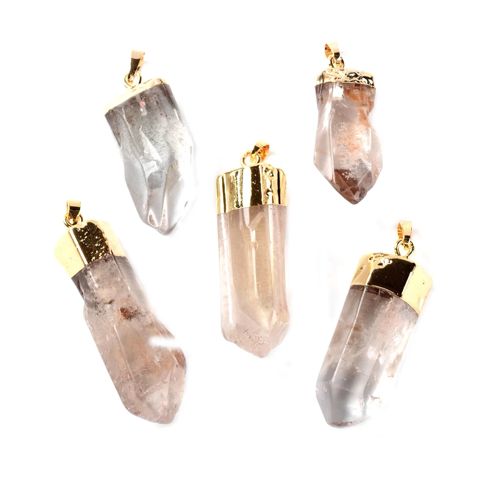 20pcs//Box Mixed Stone Natural Gemstone Heart Pendants Brass Bails Charms 23mm