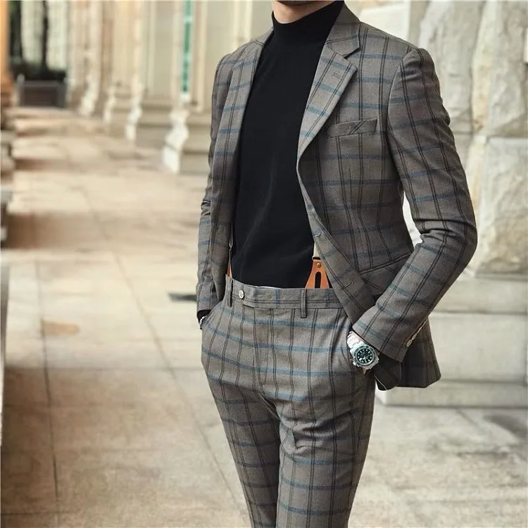 ( 2pcs Set: Jacket+Trouser ) Italian Collection Wool Tailor-made Suits -Fabric: Wool/ Pure Wool/ Flannel/ Linen/ Tweed ( 2pcs Set: Jacket+Trouser ) Italian Collection Wool Tailor-made Suits -Fabric: Wool/ Pure Wool/ Flannel/ Linen/ Tweed