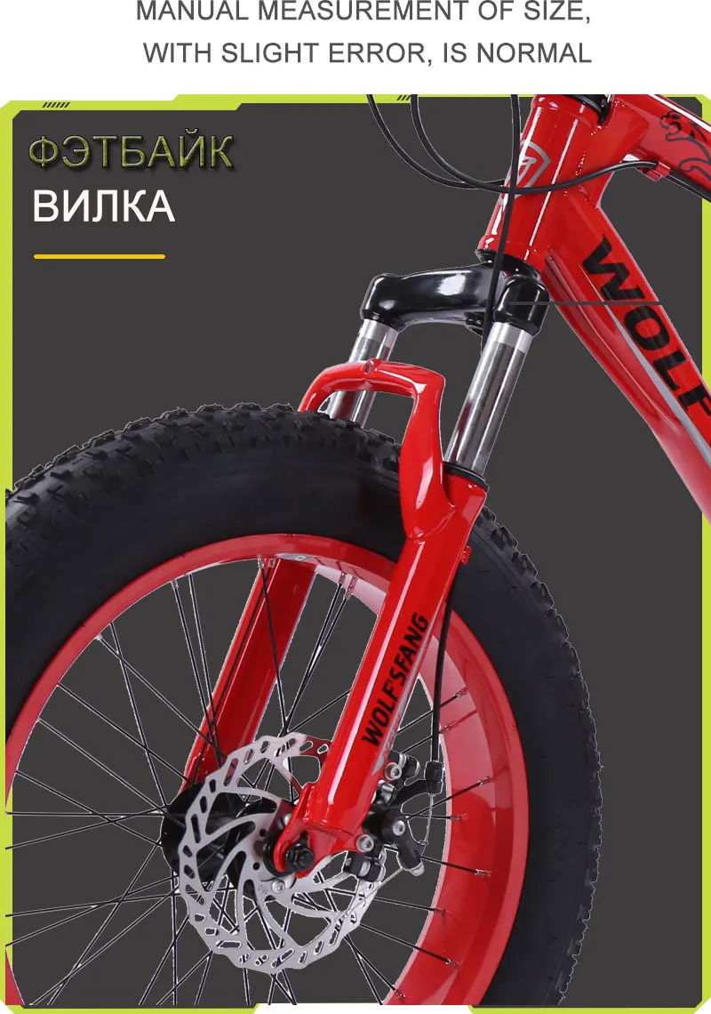 Best Bicycle Mountain bike 7/21 speed Fat Road Snow bikes 20*4.0 Front and Rear Mechanical Disc Brake New Free shipping 5