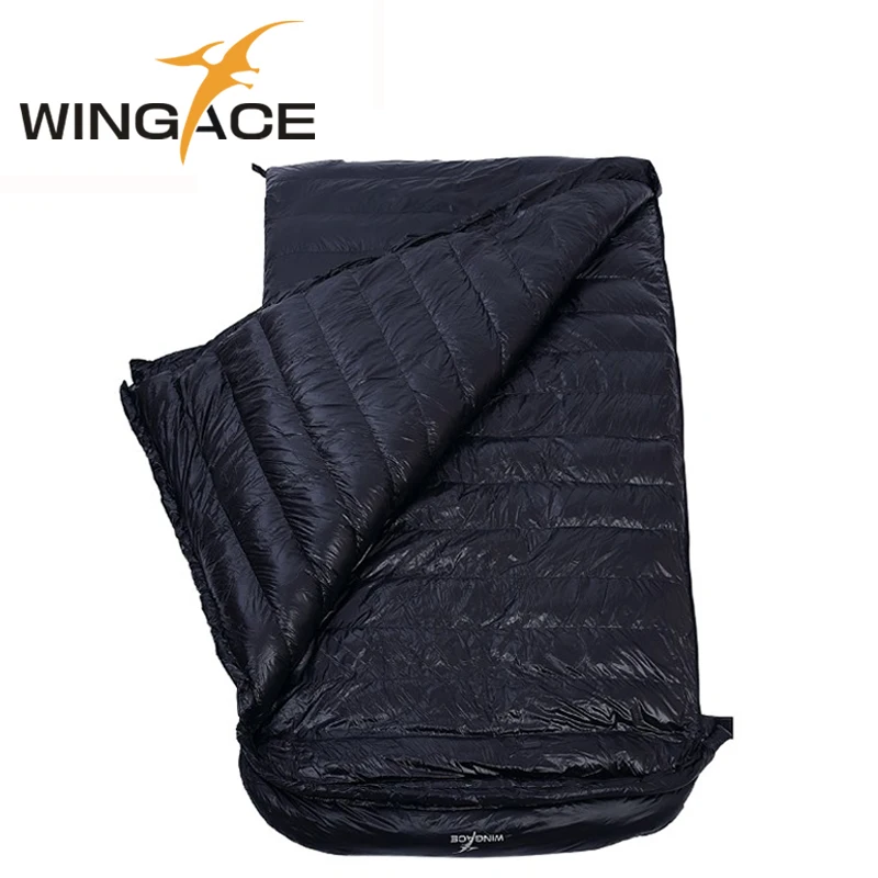 Hot Product  WINGACE Envelope Double Sleeping Bags Fill 2500G 95% White Goose Down Tourism Hiking Outdoor Campin