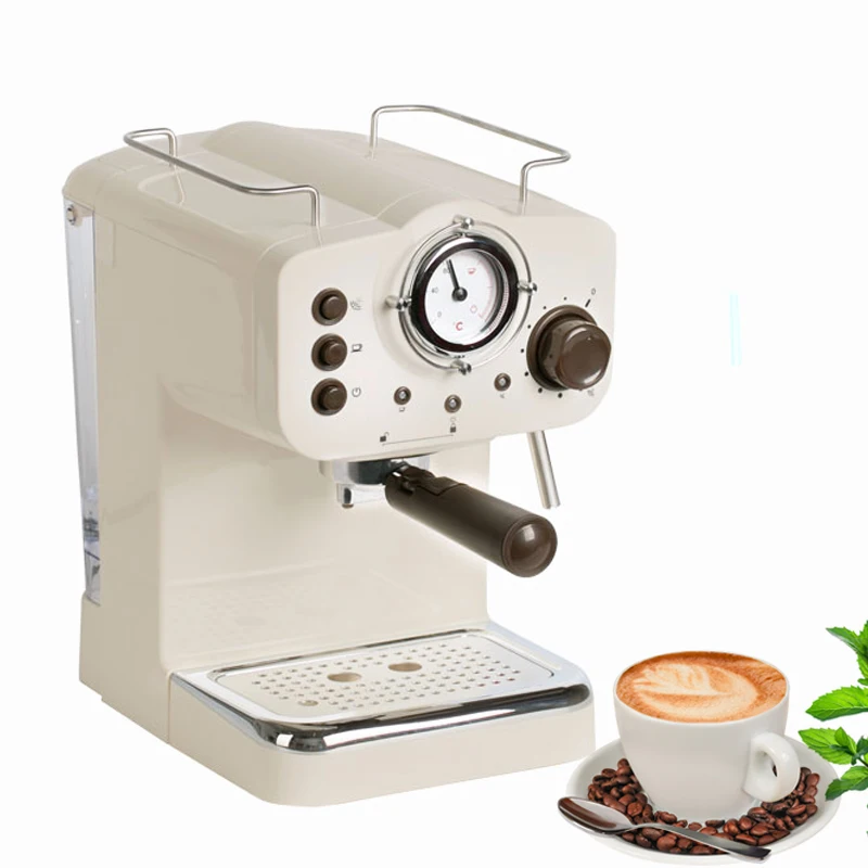 

15Bar Espresso Machine Coffee Machine Maker Italian Semi Aautomatic Double Temperature Control Steam Milk Foamer Retro White