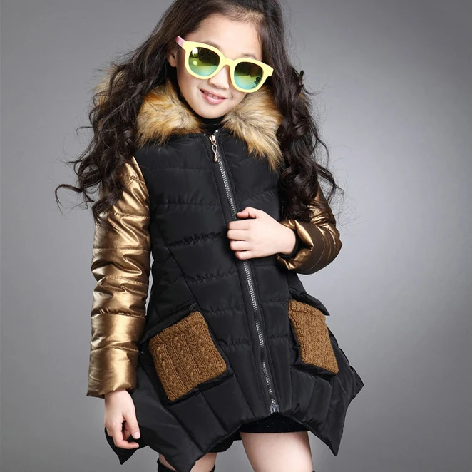 

WENDYWU New Children Thick Cotton Hooded Jacket Brand Kids Pockets Super Warm Wear Fashion Winter Coats for Girls,RC846