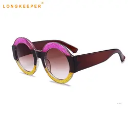 LongKeeper люкс Большой Круглый Брендовая Дизайнерская обувь солнцезащитные очки негабаритных Для женщин Мода Винтаж ретро солнцезащитные