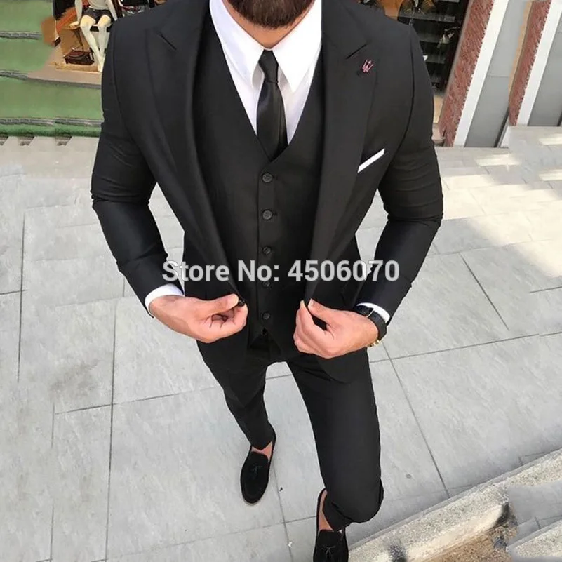 black wedding suits groom wear