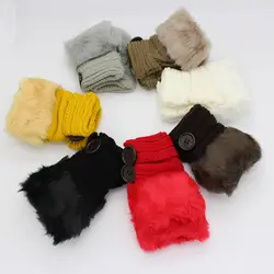 Корейский короткий участок зимние рукавицы Для женщин Симпатичные Пуговицы Half-палец Обувь для девочек Прихватки для мангала зима девять