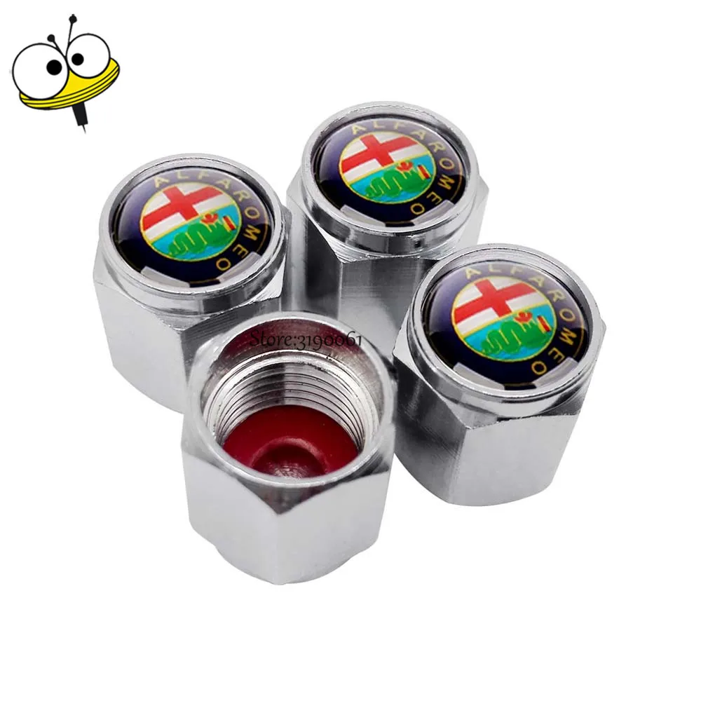 

4Pcs/set Car Styling Valve Cover Valve Stem Caps Tire Valve Car Wheel Cap For Alfa Romeo 147 156 159 Giulietta Mito GT Spider