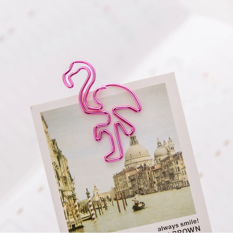 

1PC clip binder Creative Paperclip Metal Pen Clip Flamingo Floral Rose Gold Cute Paper Clips for kids school supplies Wholesale