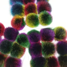 Красочный пушистый натуральным лисьим мехом Pom натуральный мех мяч с кнопки DIY аксессуар для шапки и шарфы