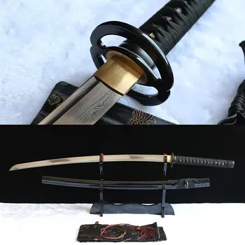 

hand forged damascus steel japanese samurai real sword katana sharp blade.
