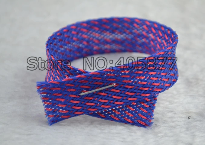 16MM Nylon Mesh Purple+Red Screen Braided Sleeving For DIY HIFI audio video cable wire