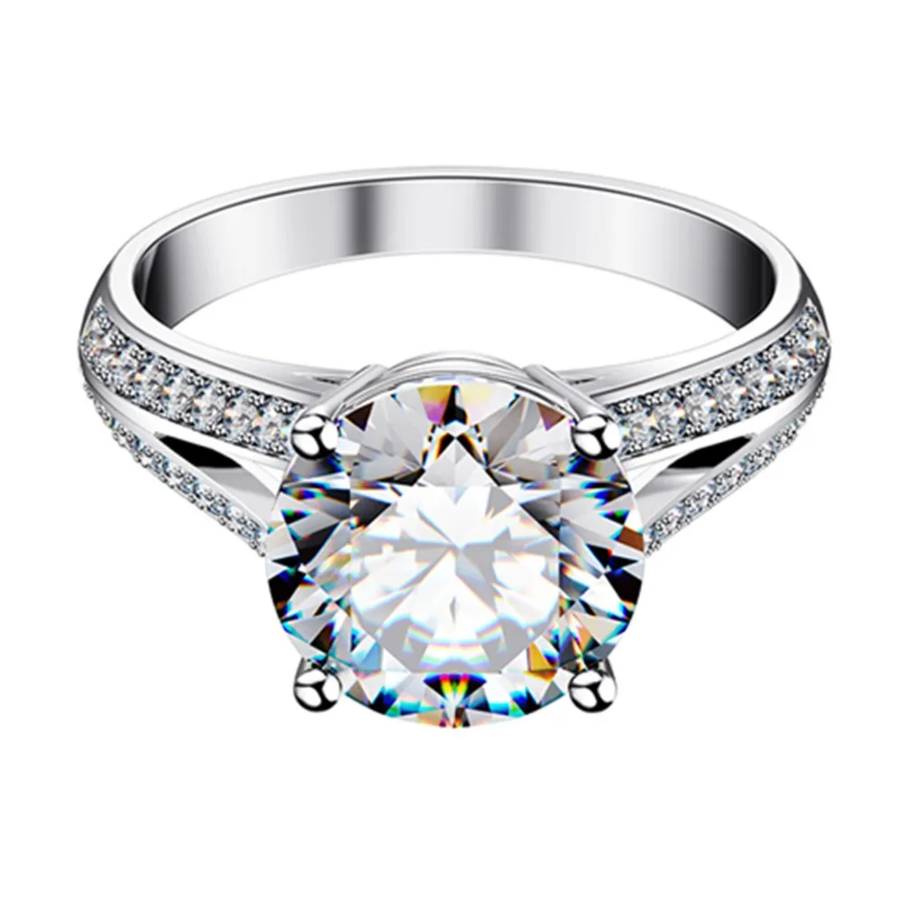 Супер качество кольцо Moissanite положительное 3 ct обручальное стерлингового серебра