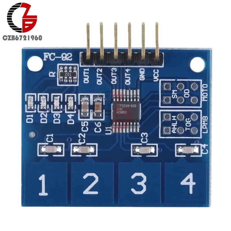5 шт. 4-канальный цифровой емкостный сенсорный экран Сенсор модуль коммутатора кнопка для Arduino TTP224