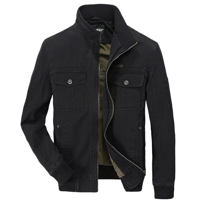 AFS JEEP, Мужская Весенняя качественная куртка цвета хаки в стиле милитари, Мужская Осенняя Повседневная брендовая Черная куртка из чистого хлопка - Цвет: ZDB232 Black