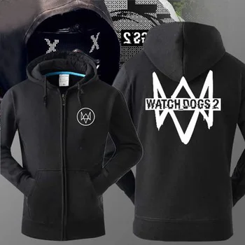 

[Stock] NEW Plus size Game Watch Dogs 2 Fleece Hoodie Jacket Animation Winter Thicken Coat Unisex cosplay Jacket free shipping