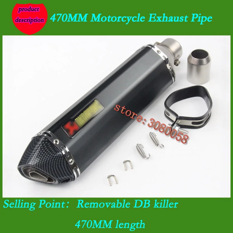 470mm Universal de la motocicleta silenciador tubo de Escape escapar con DB asesino de marcado láser para Ninjia300 Z750 R25 TMAX530 R6 de la bici de la suciedad