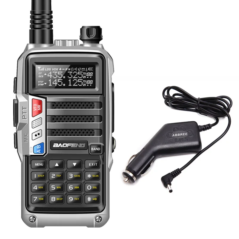 BAOFENG UV-S9 8 Вт Мощный VHF/UHF136-174Mhz& 400-520 МГц двухдиапазонный 10 км утолщенная батарея рация CB радио+ NA-701 - Цвет: sliver addcarcharger
