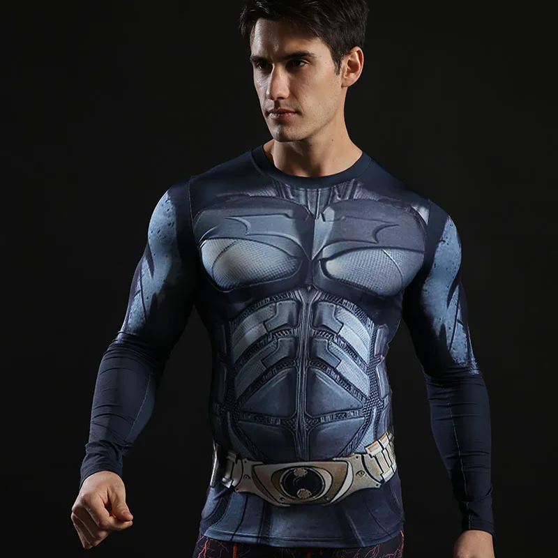 Fashion Hot Sale Fitness Compression Shirt Men Anime Bodybuilding Long