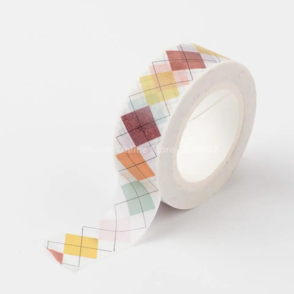 

DIY Checkered Pattern Scrapbook, Decorative Adhesive Tapes, Colorful, 15mm; about 10m/roll