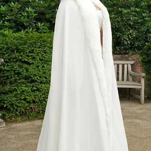 Зимняя накидка для невесты из искусственного меха, свадебные накидки с капюшоном, идеально подходят для зимних свадебных плащей