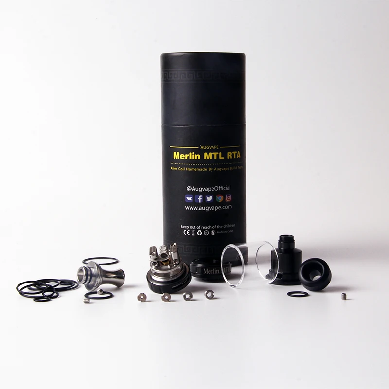 Атомайзер RTA Augvape Merlin MTL 22 мм 3 мл дрип тип с одной спиралью бак для электронной