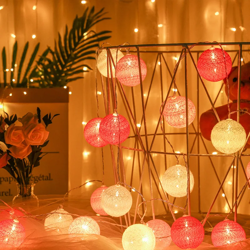 

GBRTGB 10 Leds Cotton Rattan Garland String Lights LED Fairy Light Battery Operated Party Decoration Home Christmas Decor Light