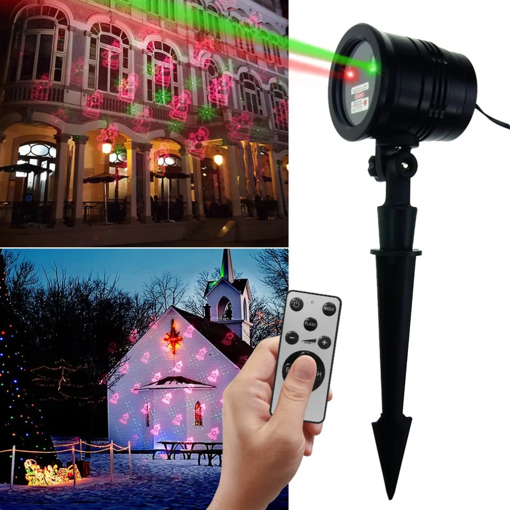 

RF Remote Christmas Flood Light Waterproof Laser Projector Lighting Red and Green Laser Light US/EU Plug Type