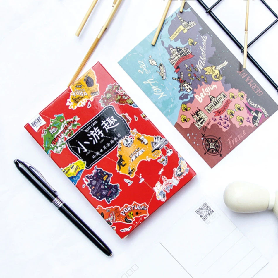 Voyage Autour Du Monde Carte Touristique Route Carte De Voeux Carte Postale D Anniversaire Lettre Enveloppe Cadeau Carte Ensemble Message Carte Aliexpress