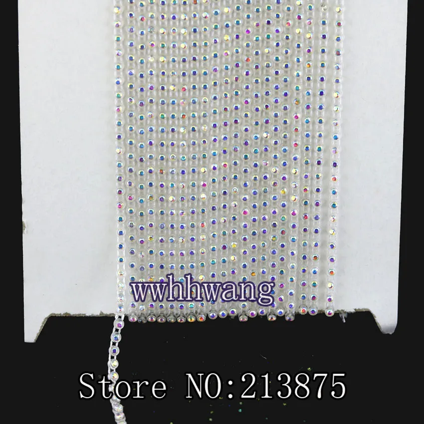 10 метров, SS6, 2 мм B Класс, прозрачный AB, стеклянные кристаллы, стразы, обвязка, 15 цветов, отделка Пластик цепи, низ свадебные платья - Цвет: 13 transparent white