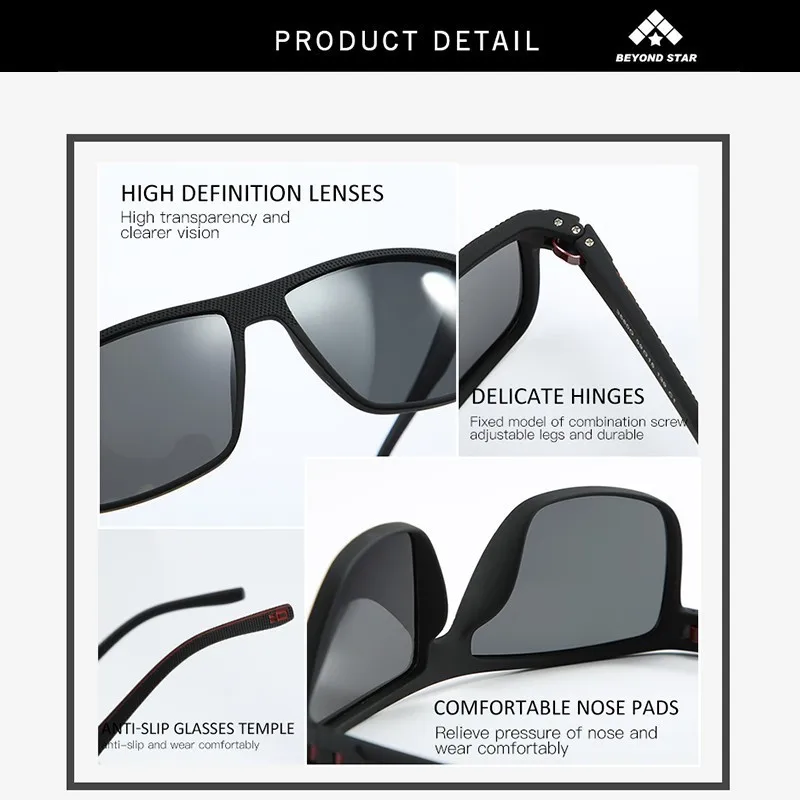BEYONDSTAR квадратные синие зеркальные поляризованные солнцезащитные очки мужские аксессуары роскошный бренд солнцезащитные очки Оттенки для wo мужские UV400 TR35800