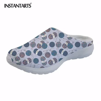 

INSTANTARTS Funny Knitting Yarn Print Men Summer Mesh Sandals Light-weight Breathable Slippers Male Casual Slip-on Flat Shoes