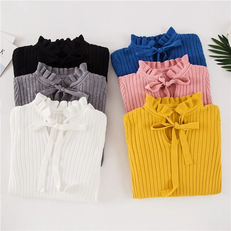

Baharcelin Women Girl winter lantern Sleeve Pullovers Turtleneck Knitted sweaters basic Knitwear Outwear Top clothing