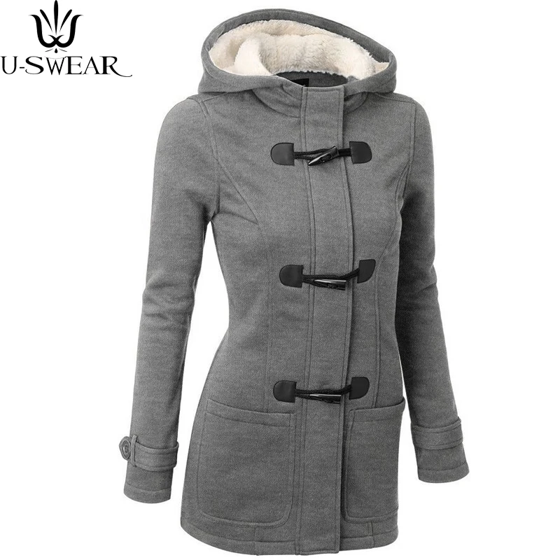

Women Cotton Coat 2018 New Spring Autumn Women's Overcoat Female Hooded Parkas Zipper Horn buckle Outwear Jacket Casaco Feminino