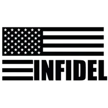 Autocollant en vinyle drapeau patriotique INFIDEL, étiquette de voiture, 20x10CM