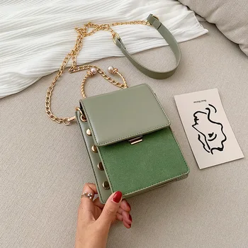 

2019 Chain Crossbody for Women Fashion Hit Color Shoulder Messenger Bag Chic Small Square Bag Metal hand Handbag bolsos mujer