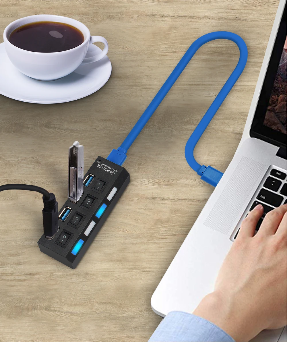 Usb-хаб USB разветвитель Мульти USB C концентратор 3,0 несколько 4 портов type C Hab с адаптером питания Компьютерные аксессуары USB 2,0 концентратор для ПК