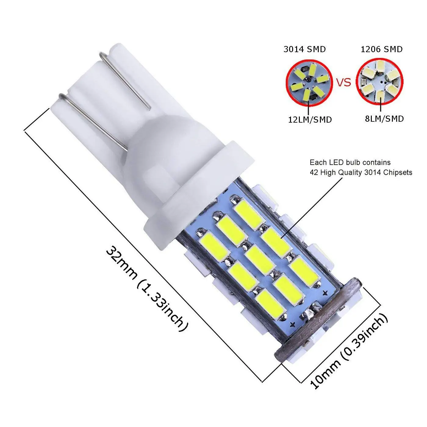 

BIFI-20pcs Super Bright RV Trailer T10 for 921 194 42-SMD 12V Car Backup Reverse LED Lights Bulbs Light Width Lamp Xenon White