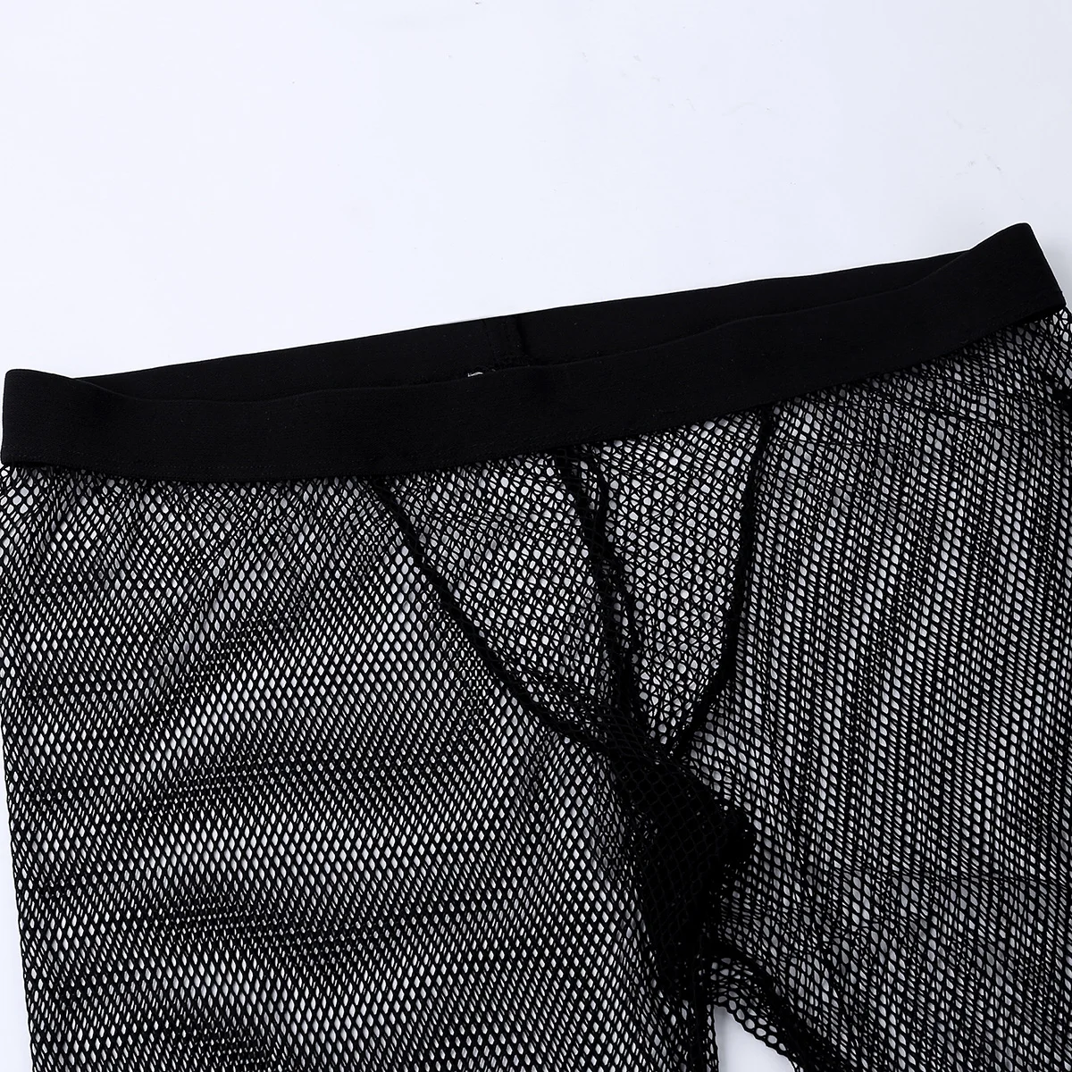 Фетиш мужские прозрачные прозрачная в крупную сетку длинные штаны экзотическая Клубная одежда для дома длинные брюки эластичные женское белье