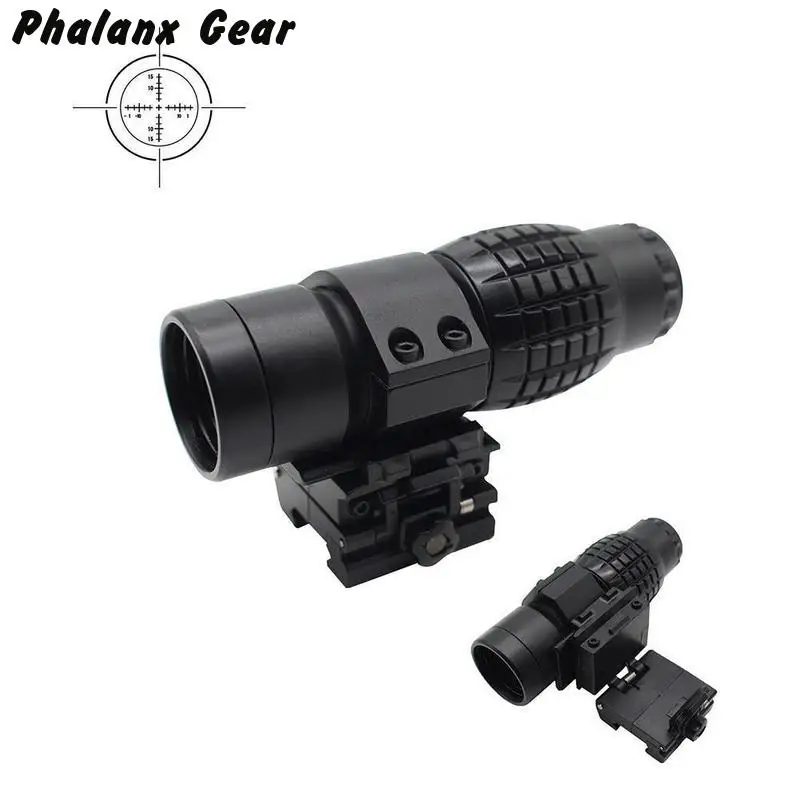 

Tactische 3x magnifier Riflescope Vergrootglas Scope Voor FTS Flip naar Side Mount Past Holografische en Reflex sight