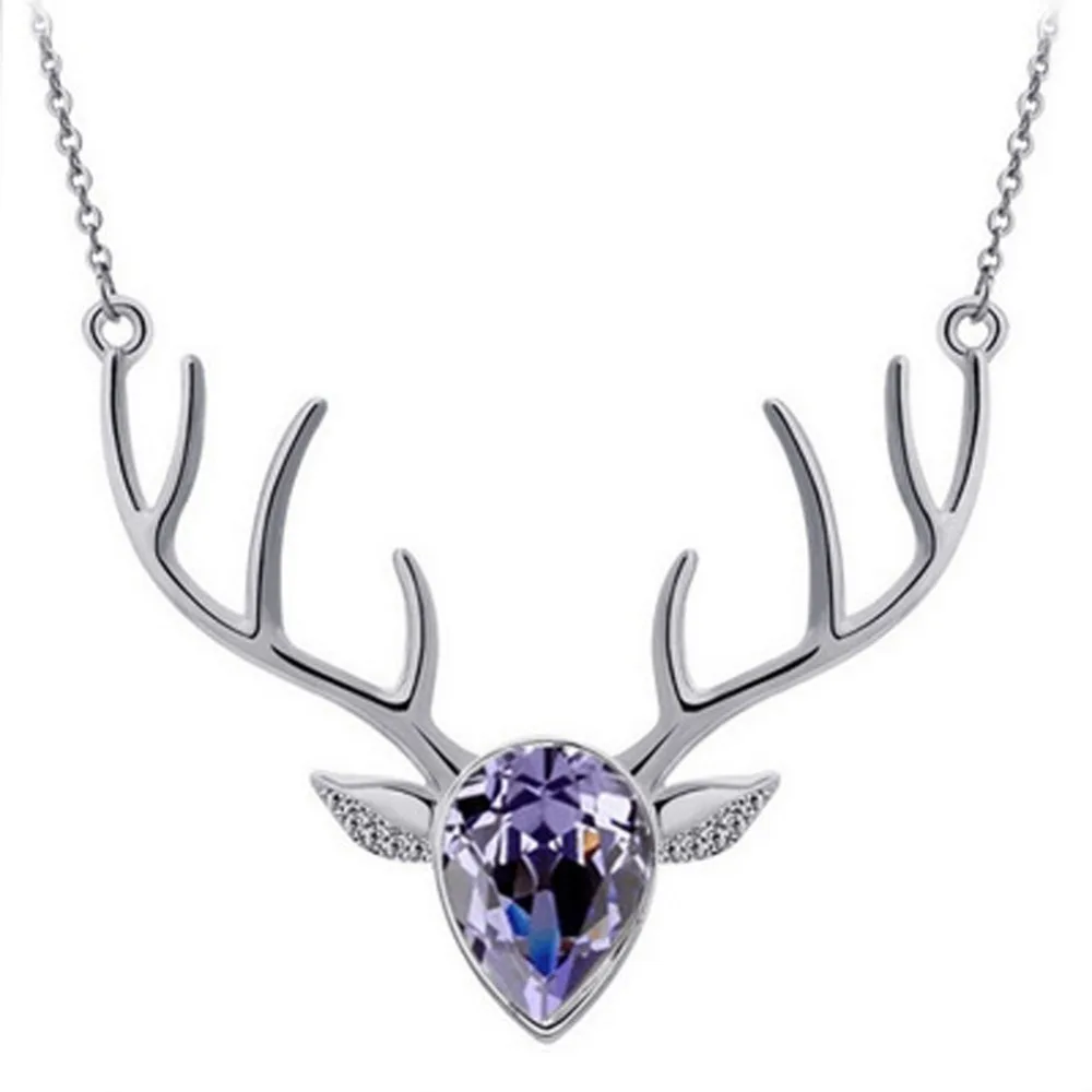 

Hot Sale Fashion Accessories Jewelry Austria Crystal Puppy Deer Head Pendant Necklace