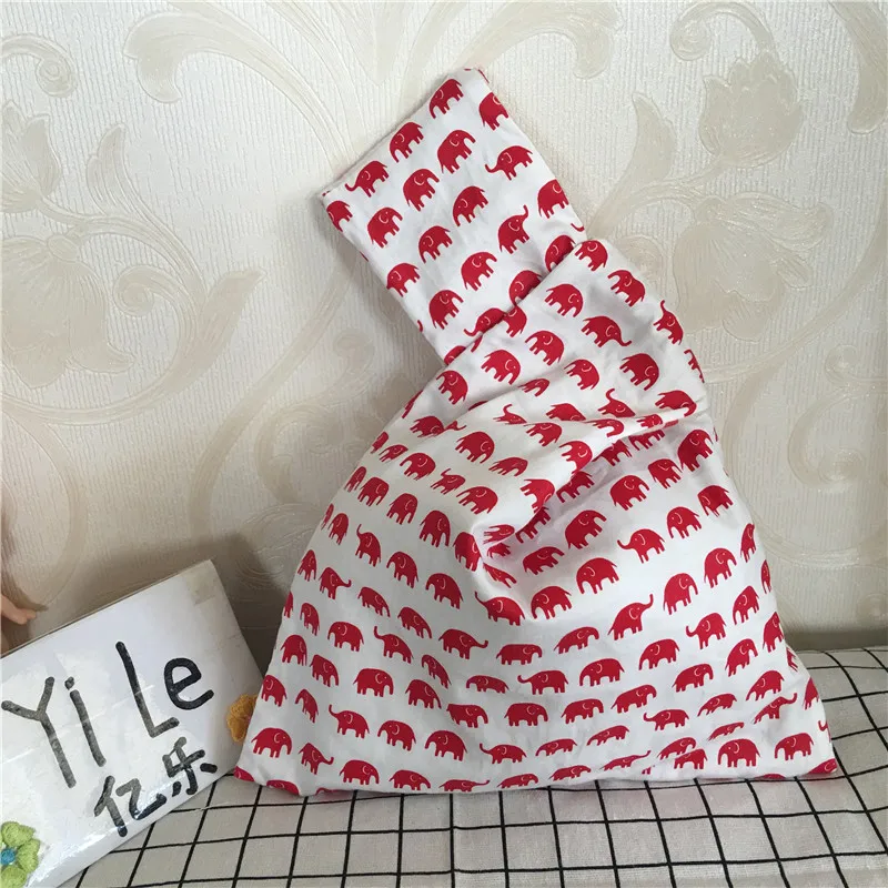 YILE Handmade Cotton Twill Wrap Knot Handbag Coin Phone Bag Red Elephant White Base 8326b | Багаж и сумки